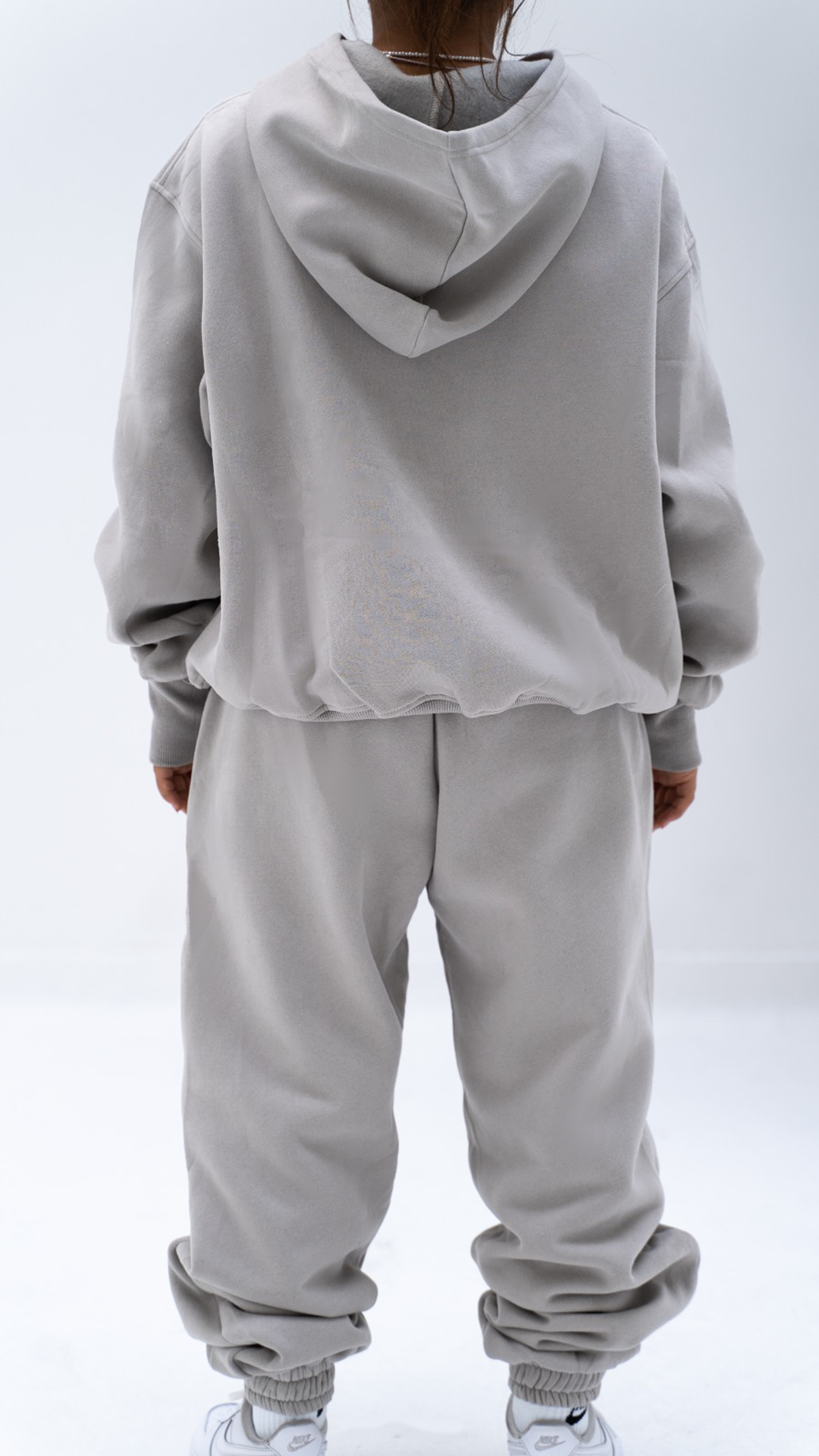 exklusiv light grey tracksuit bottoms thick cuffed joggers women loungewear comfortable essential streetwear relaxed fit elasticated waistband